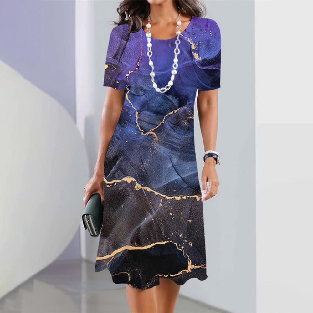 Женские платья Винтаж Текстурированный принт Топ с коротким рукавом Модная юбка Летние свободные платья Y2k Женская повседневная одежда