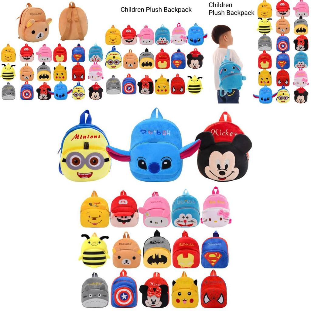 Cute Baby Children Plush Backpack Cartoon Anime Korean Version Kindergarten Early Education Shoulder Bag Anti-theft Shockproof 20*25cm