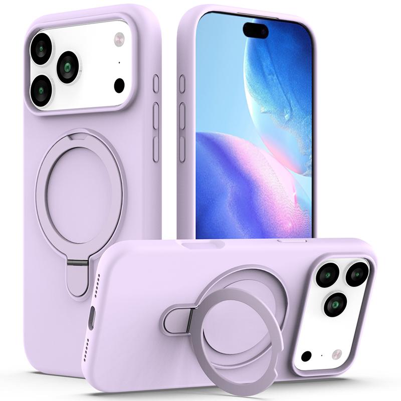 For iPhone 17 Pro Max 17 Air Case Magnetic Liuqid Silicone with Microfiber Lining inside Ring Stand Cover for iPhone17