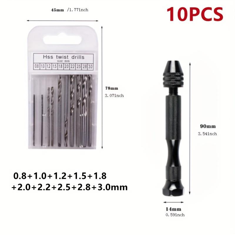 Ручное спиральное сверло с тремя зубцами 0,3–3,4 мм — точное ручное сверло-пробойник, канцелярский инструмент для мастеров по ремонту, плотников, мастеров по обработке янтаря — компактное, портативное