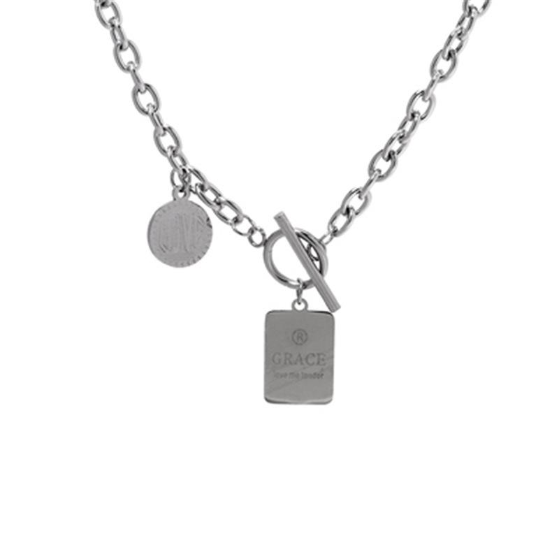 Ожерелье с подвеской в виде буквы из титановой стали Fangyuan в стиле хип-хоп, универсальное и унисекс, короткое, в гонконгском стиле.