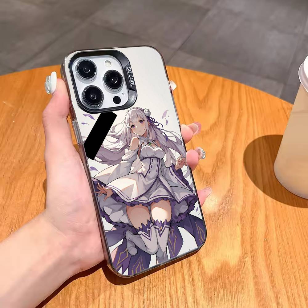 Чехол для телефона Re Zero Рем Эмилия для iPhone17,16,15,14,13,12,11,Pro,MAX Белый Матовый Ударопрочный Чехол