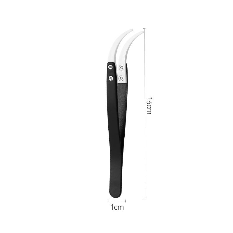 3PCS Anti-Static Ceramic Tweezers Stainless Steel Industrial Ceramic Tweezers Insulated Straight/Curved Tip Black-Whit Tweezers 4