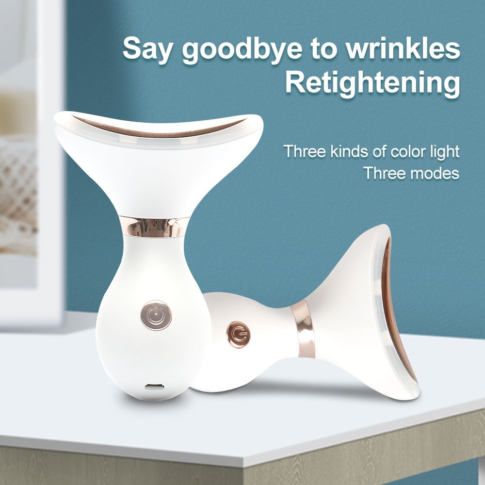 Микротоковый массажер для шеи EMS, 4 режима, 3 цвета, светодиодная фотонная терапия, массаж лица, редуктор двойного подбородка, подтяжка кожи, лифтинг против морщин, уход за кожей