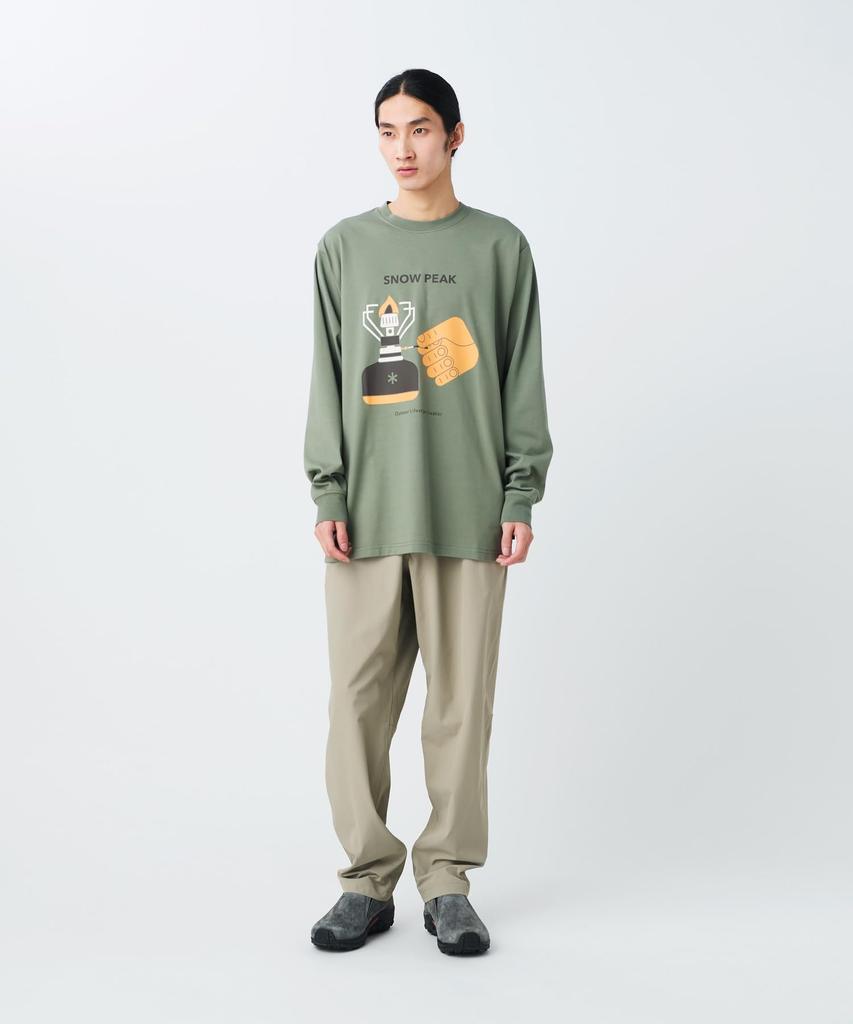 Футболка с длинным рукавом Enjoy Camping для мужчин, размер M [Snow Peak] T-shirt TS-26SU001, Женская футболка с длинным рукавом, Оливковый,