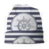 Navy Blue Nautical Wheel Anchor Skullies Beanies Caps Unisex Women Unisex Fashion Winter Warm Knitting Hat Adult Bonnet Hats