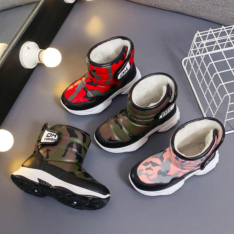 Зимние высокие ботинки для девочек, детская хлопковая обувь, спортивная обувь, водонепроницаемая, плюс бархат, теплая, сверхлегкая, для мальчиков, зимняя спортивная обувь