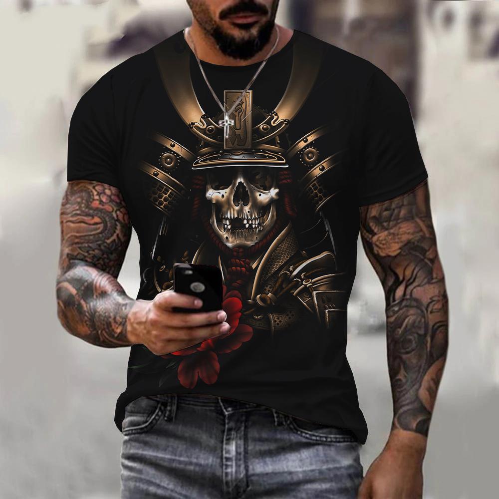 Футболка с 3D принтом японского самурая, мужская и женская модная футболка с коротким рукавом и круглым вырезом, уличная футболка в стиле Харадзюку, топы