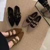 Retro Pointed Head Shallow Mouth Inner Height Increase Single Shoes Women's 2025 New Design French Late Evening Wind Mary Jane Shoes