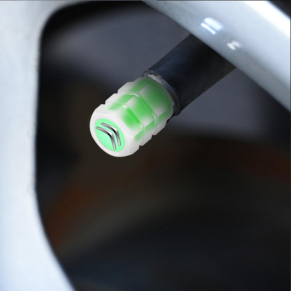 4Pcs Car Wheel Luminous Valve Caps Night Glowing Tire Decoration Stem Cove Accessories For Citroen C1 C2 C3 C4 Picasso C4L C5 DS