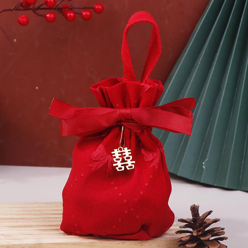 Красный розовый холщовый цветочный мешок на шнурке свадебный мешок для конфет с кулоном лента бант сумка на запястье сумка-ведро праздничный мешок для сахара