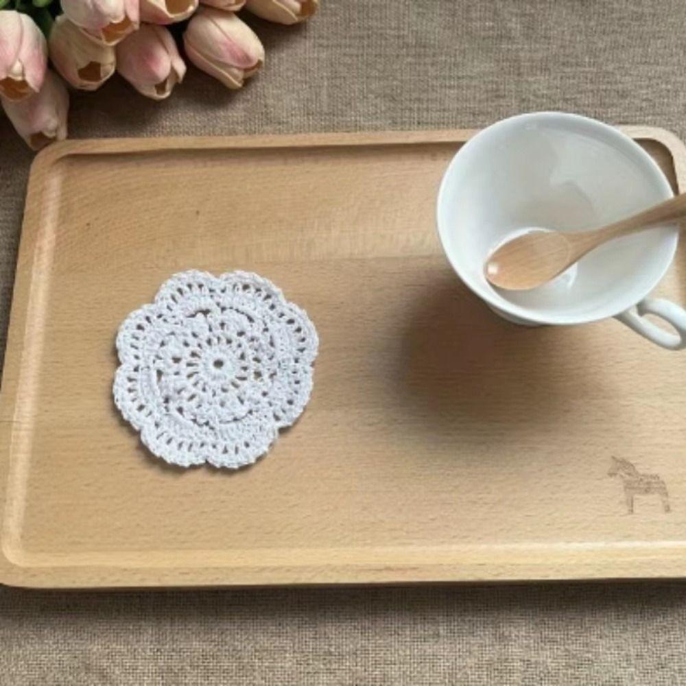 2/4Pcs Bohemian Crochet Coasters Vintage Drink Coasters Lace Floral Coasters Coffee Table