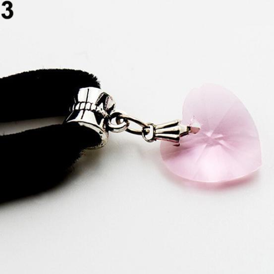 Женское ретро-готическое бархатное ожерелье-чокер с подвеской в виде сердца со стразами MIT