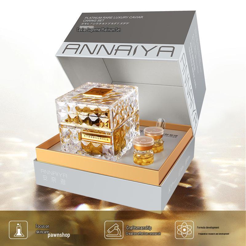 Набор для ухода за кожей с икрой: Укрепляющий увлажняющий крем против морщин для мелких морщин - Питательный, освежающий, нежирный крем.