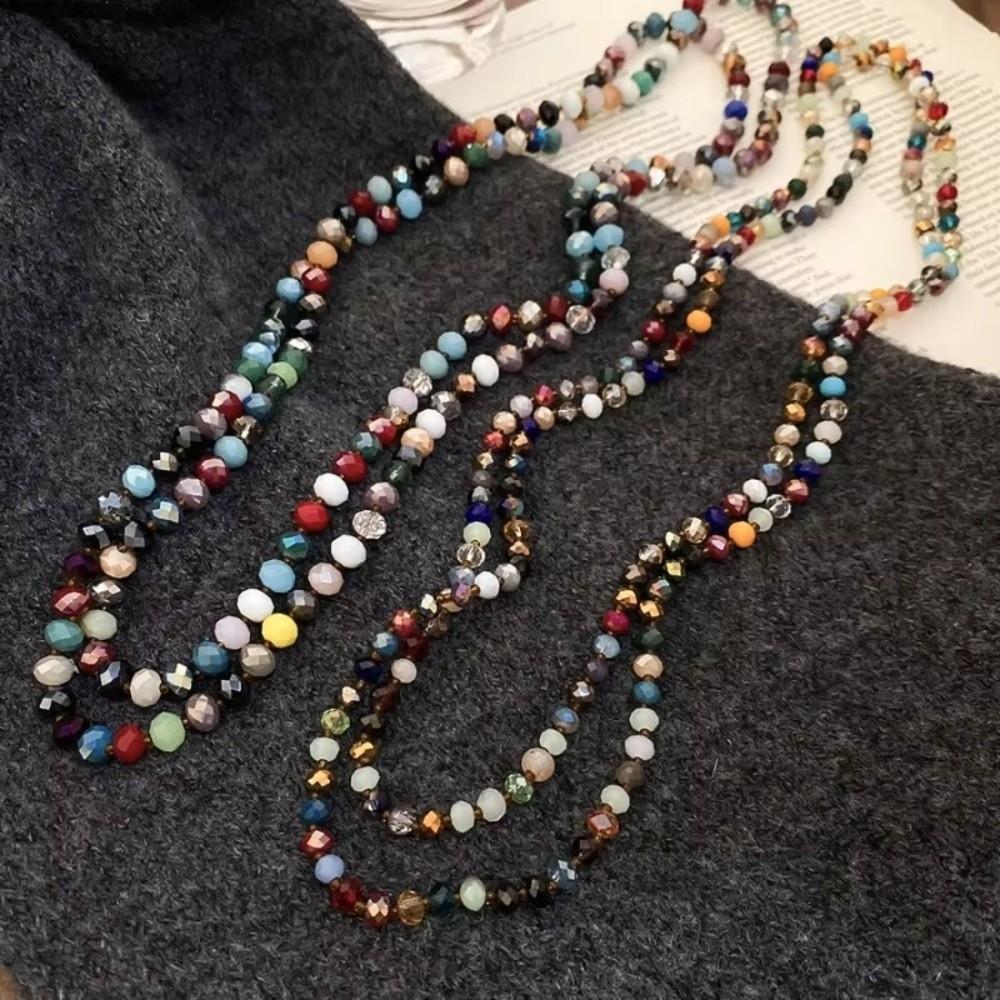 Bohemia Glass Beads Necklace Rainbow Chokers Necklace Strand Sweater Chain For Women Female