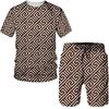 Summer Men's Luxury Golden Pattern T-Shirts/Shorts/Sets Vintage 3D Printed Two Piece Suit Fashion Jogger Male Streetwear Clothes