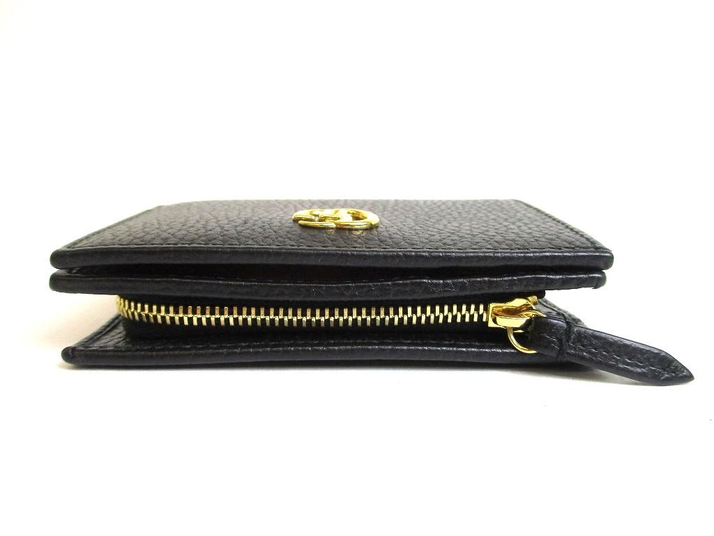 Authentic GUCCI Double G Black Red Leather Bifold Wallet Compact Wallet #b089 Open box