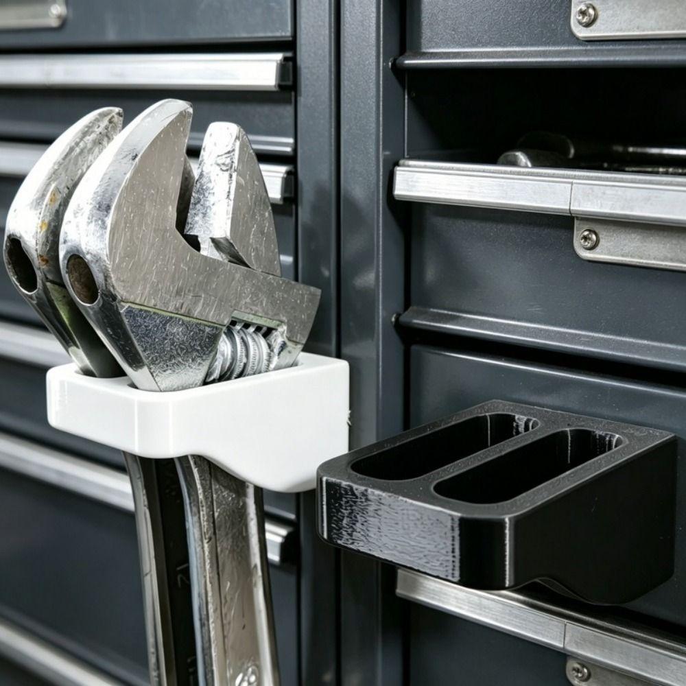 2-Slot Design Tool Organizer Plastic Wall Mounted Rack Practical Wrench Storage Rack Tool Storage