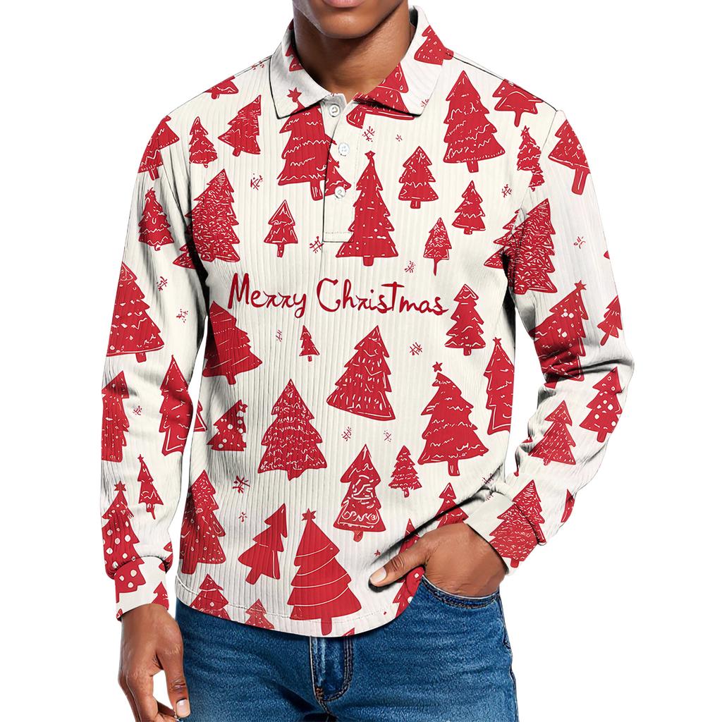 Men's Casual Style Solid Color Loose Shirt Long-sleeved Top