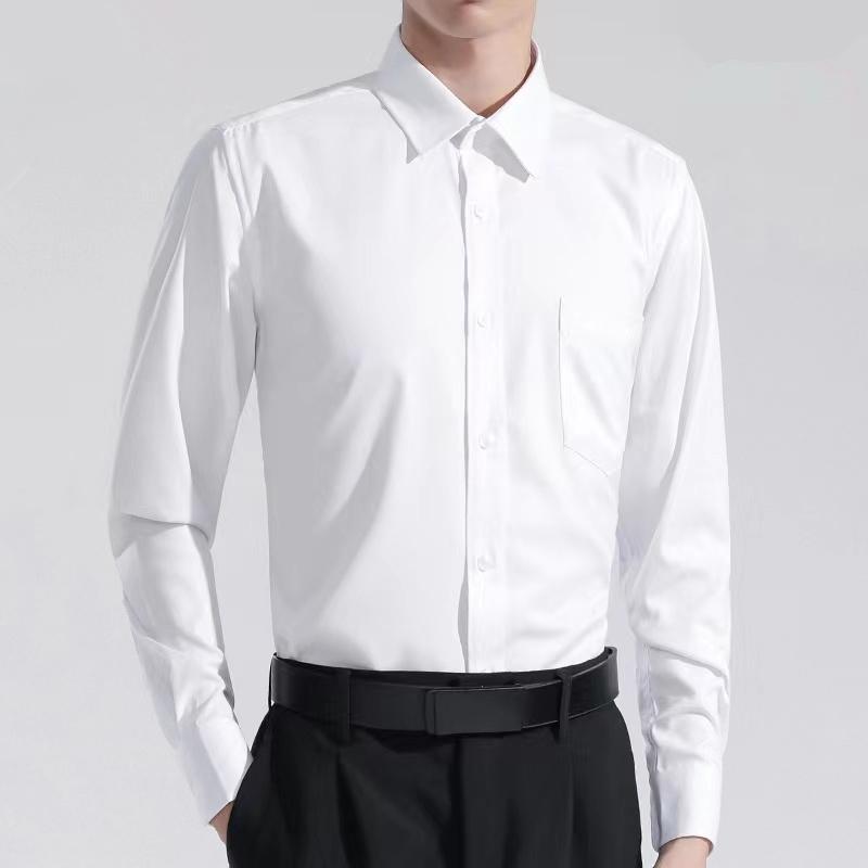 Men's Long-sleeved White Shirt Business Professional Suit Hairdresser Markless Black Shirt