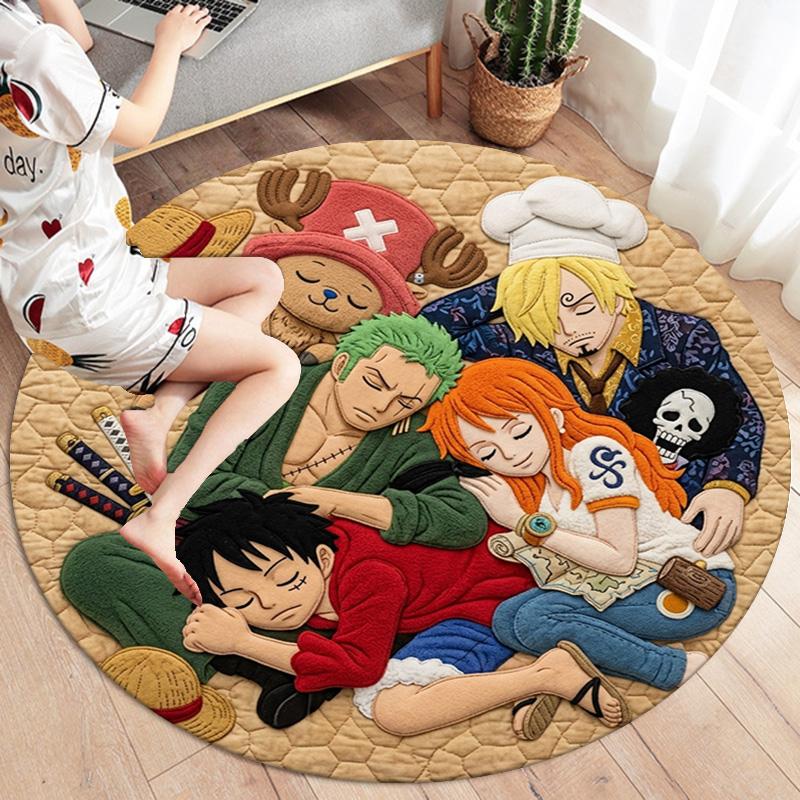 One Piece Art Round Area Rug Carpet Rug For Living Room Bedroom Sofa Playroom Decor Nonslip Floor Mat