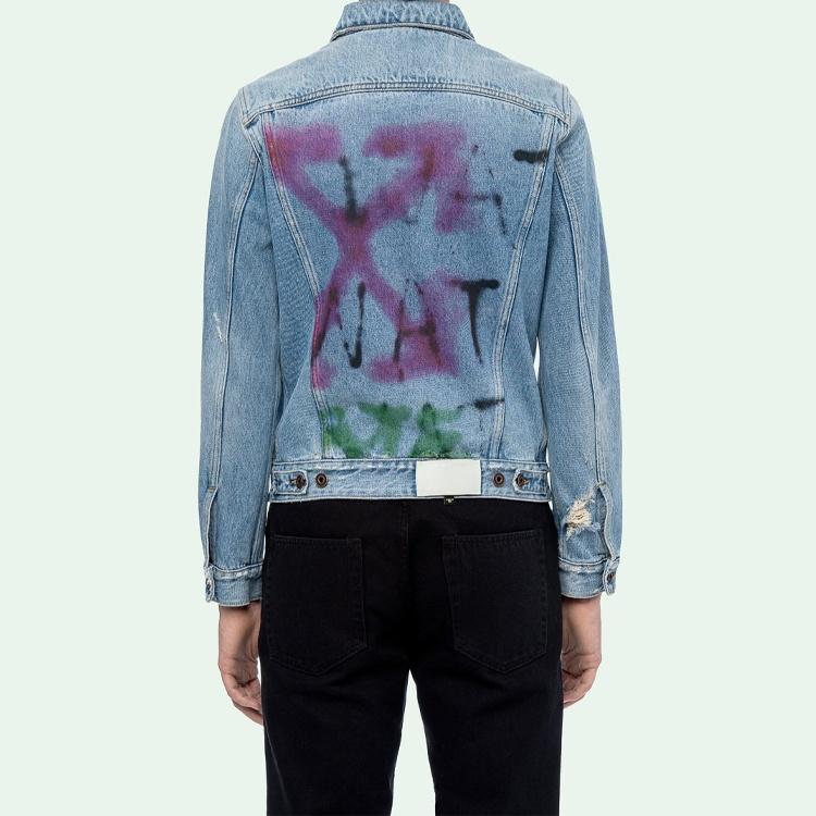 Off-White Spray Paint Graffiti Jacket Men Blue Men's OMYE005E193860457128