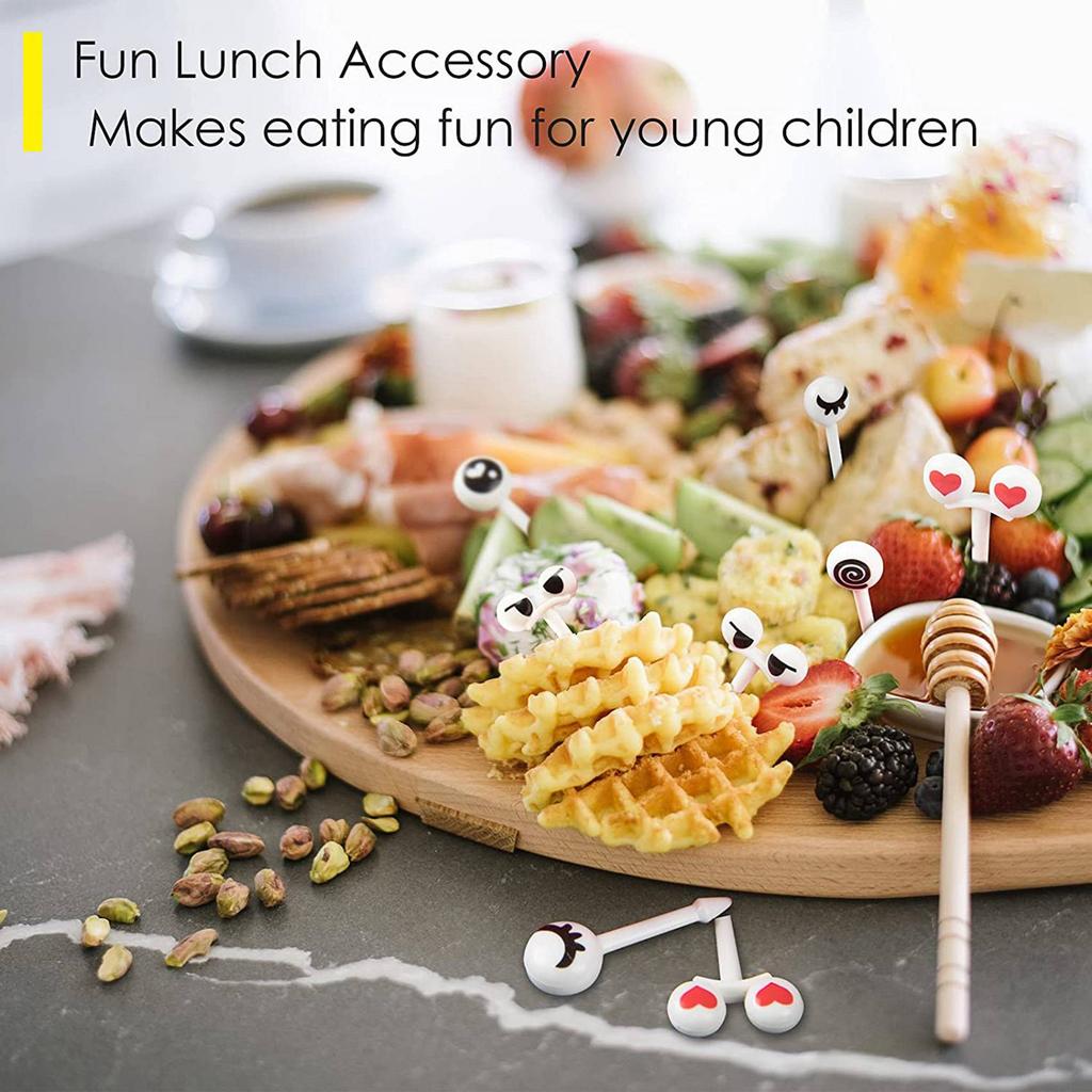 Practical-10 Pieces Of Mini Cute Cartoon Eyes Lunch Box Decoration Fork Fruit Fork Dessert Fork