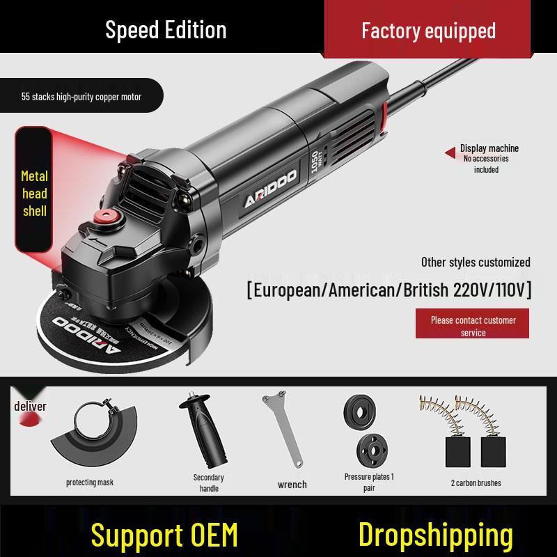 German Multifunctional Angle Grinder: Home & Industrial Use for Grinding, Polishing, and Cutting.