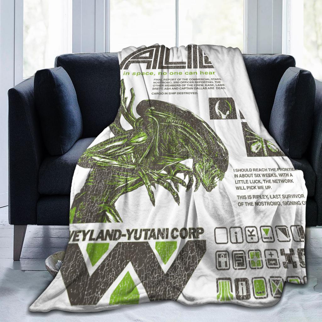 Aliens Iconic Xenomorph Quotes Collage Flannel Blanket Funny Throw Blankets for Bed Sofa Couch 200x150cm Lightweight