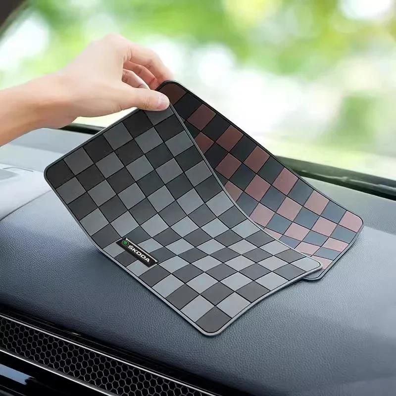 Car Dashboard Anti Slip Pad Phone Ornaments Storage Mat For Skoda Enyaq Fabia Superb Yeti Octavia Rapid Kodiaq Kamiq Karoq Vrs HJ1