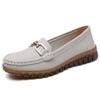 Women's Genuine Leather Slip-On Shoes: Soft, Breathable, Non-Slip Flats for Middle-Aged and Elderly.