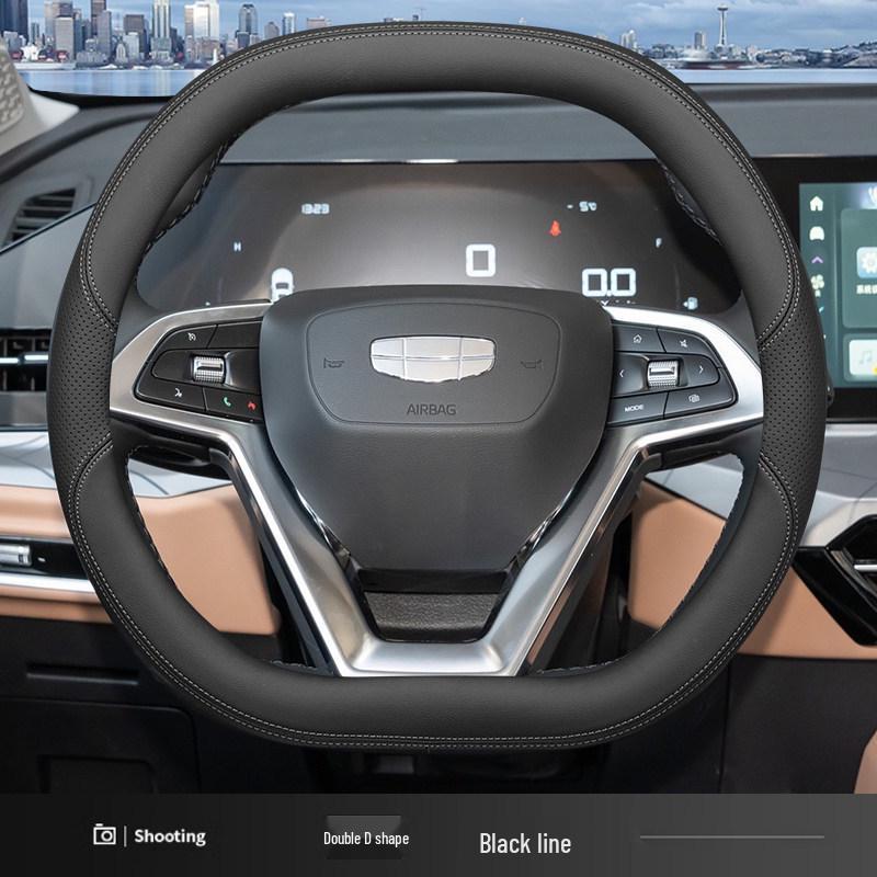 Настоящая кожаная оплетка руля Geely Haoyue Pro, Ультратонкая, Противоскользящая, Влагопоглощающая, Универсальная для всех сезонов