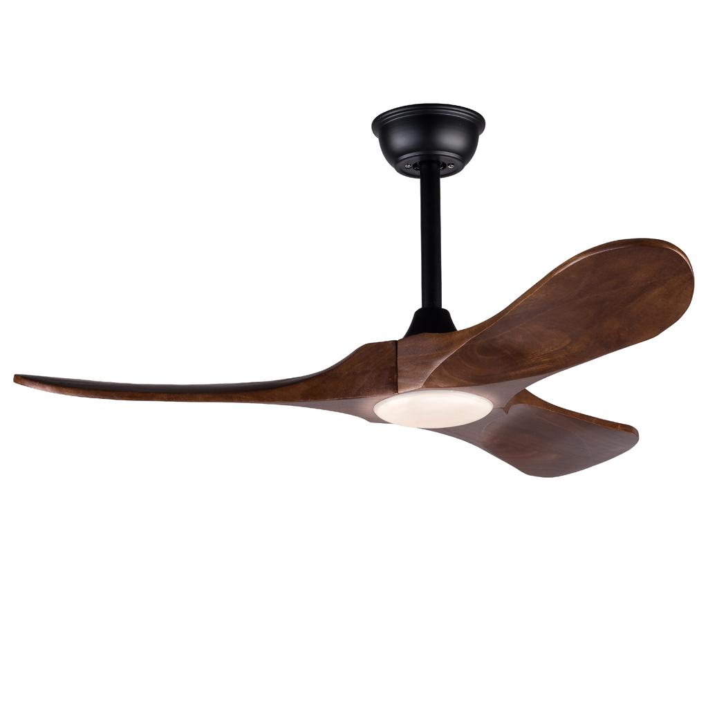 42-inch ceiling fan with lighting and remote control, 3 solid wood blades, low noise, 3CCT, 6-speed settings, suitable for living rooms and bedrooms