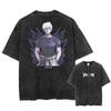 Japan Anime Jujutsu Kaisen Gojo Satoru Print Washed Tshirt Men pure Cotton Tshirts Manga Casual T Shirt Harajuku Top Streetwear