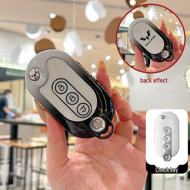 Compatible Metal Key Cover for Wuling Hongguang Mini EV, Macaron, MiniEV Baojun, Gameboy Model 22