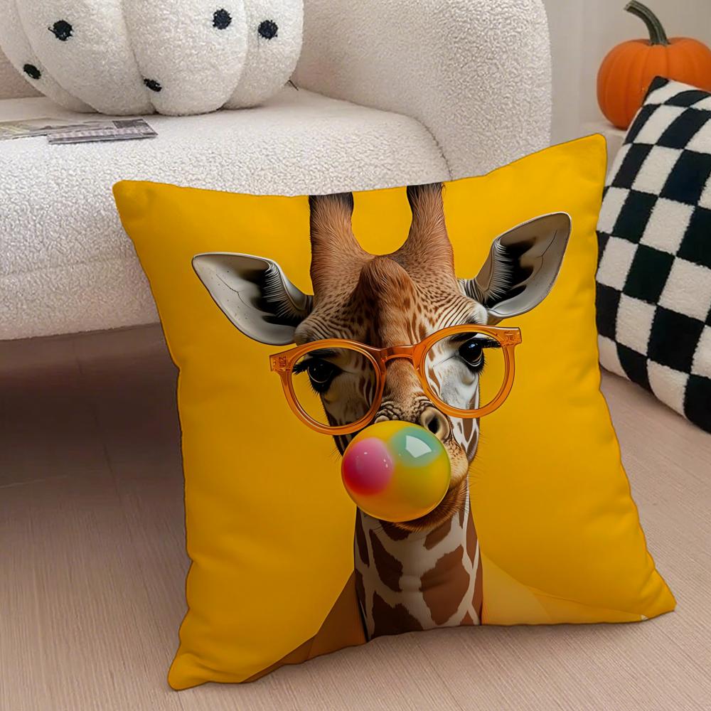 Cute Colorful Art Animal Bubble Fashion Tiger Cushion Cover Throw Pillow Cover Hidden Button Durable Polyester Chair Cushion