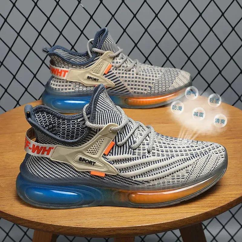 Роскошные мужские спортивные туфли 2024 года, новые дышащие сетчатые кроссовки с желеобразной подошвой, модные повседневные туфли для молодежи, кроссовки для студентов, мужские