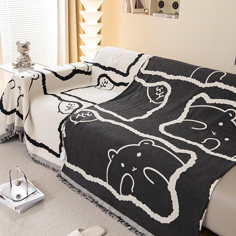 Chenille Cartoon Sofa Towel All-season Universal Nordic Anti Slip and Dustproof Sofa Cover Anti Cat Scratch Cloth Cushion Cover