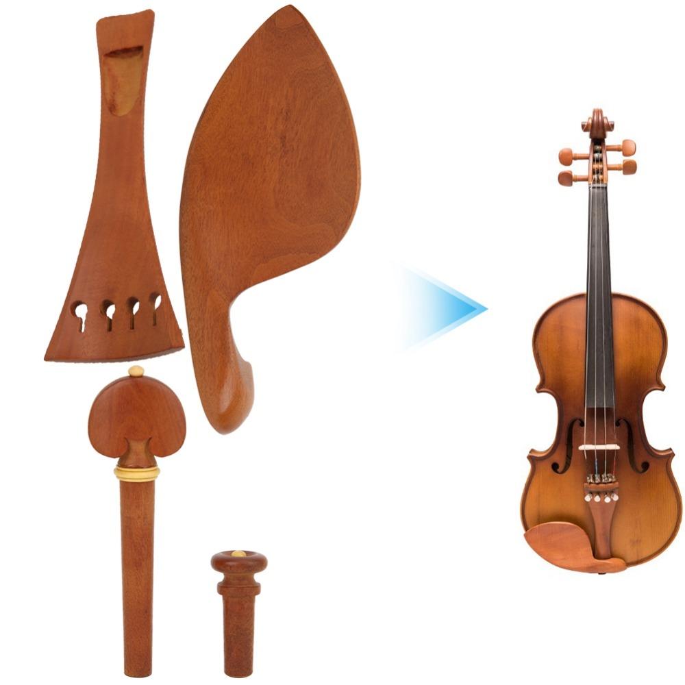Jujube Wood Violin Tailpiece Set Wooden Color Violin Chin Rest Violin Replacement