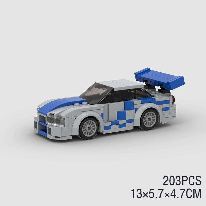 MOC F1 City Speed Sports Champion Racing Car Building Blocks Brick R34 RX-7 Vehicle Supercar Fast & Furious MK4 Supra Kids Toys