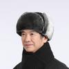Leather Bomber Hats Men Windproof Coldproof Ear Protection Cotton Cap Middle-Aged Velvet Thick Winter Outdoor Warm Cap