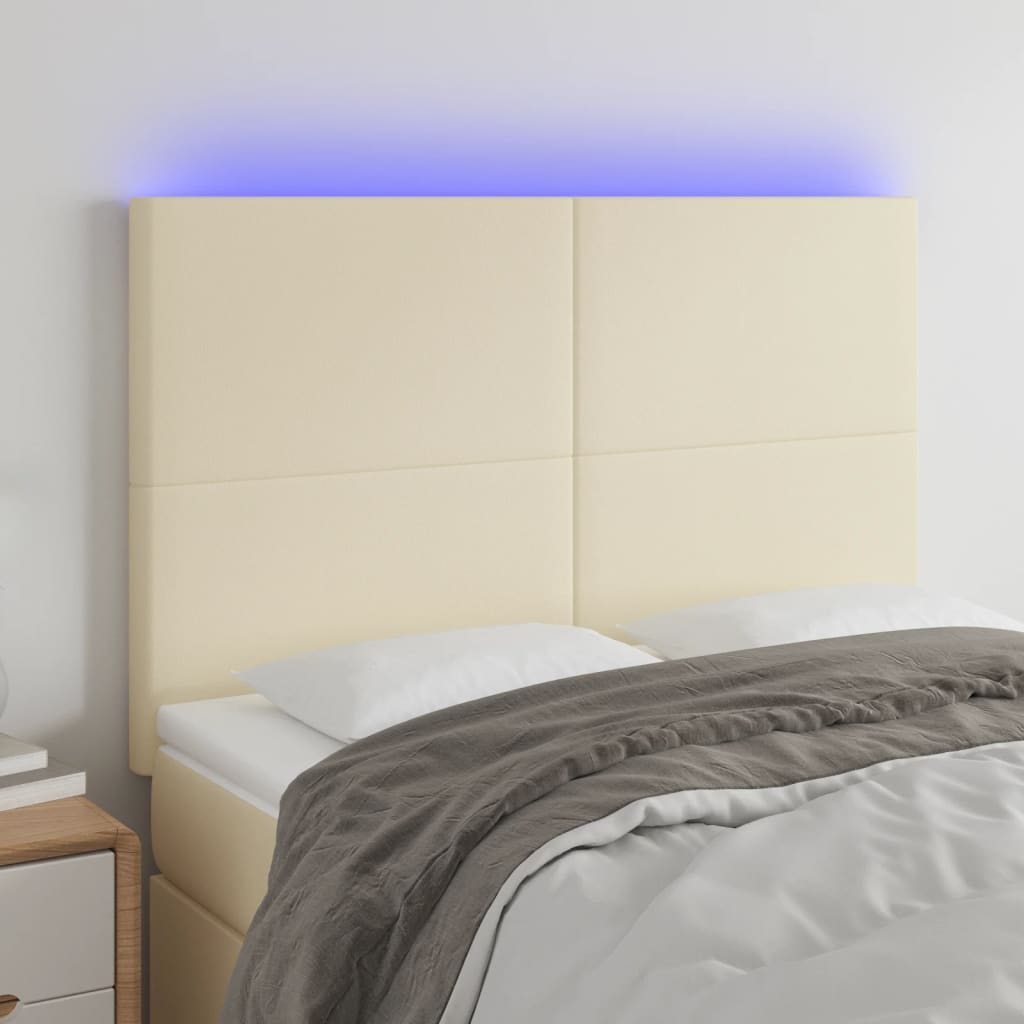 LED Headboard Cream 144x5x118 128 cm Faux Leather