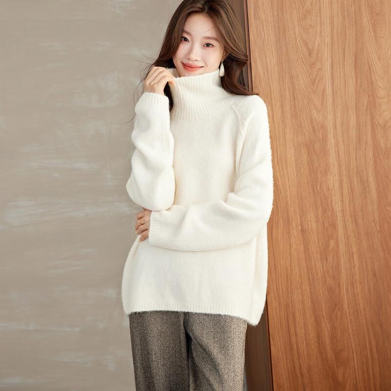 Srcr Women's Wool Blend Heavy Knit High-Neck Sweater