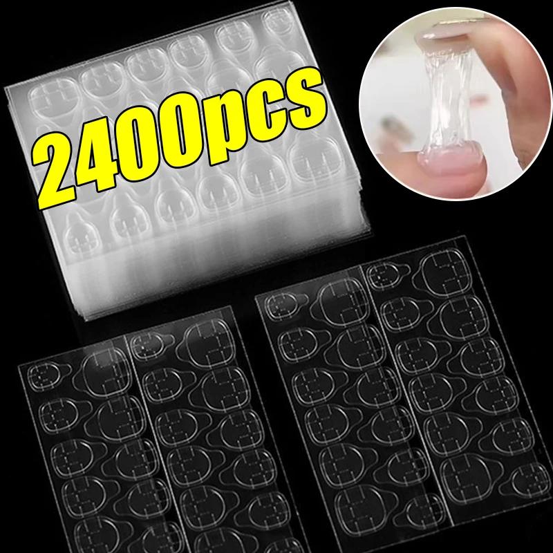 10/100sheet Nail Adhesive Tabs Transparent False Jelly Nail Tips Press On False Manicure Decal Nail Art Double Side Glue Sticker