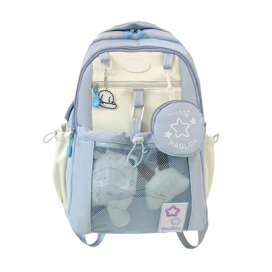 Рюкзак для ноутбука для девочек Водонепроницаемый рюкзак с прозрачным передним карманом Рюкзак большой вместимости с мягкими лямками для школы, улицы, путешествий