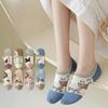Female Spring and Summer Thin Cotton Lovely Preppy Style Shallow Mouth Boneless Boat Socks