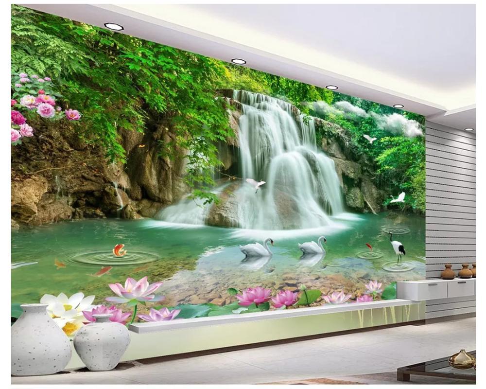 Пейзаж Водопад Обои Пейзаж 3D Фото Обои Для Гостиной Спальни Телевизор Фон Настенная Роспись