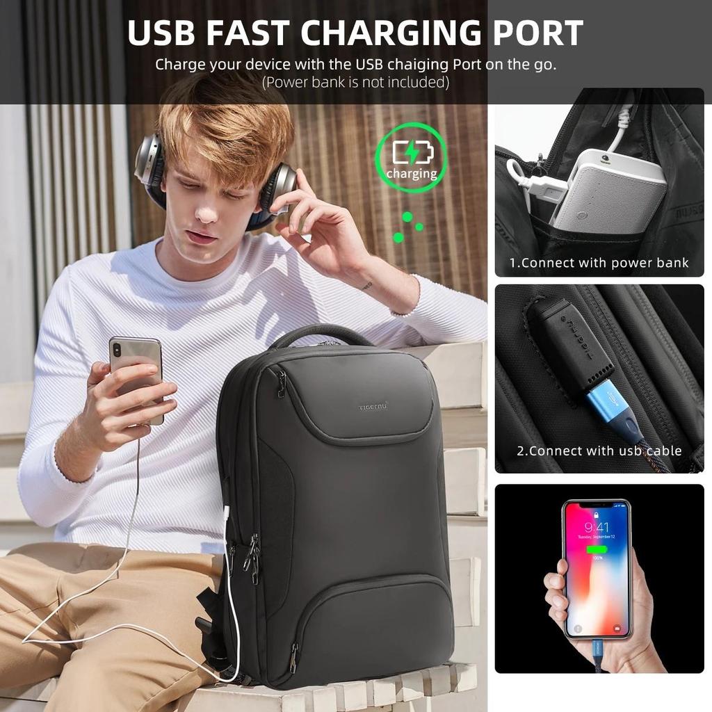 Tigernu Large Capacity New Fashion Backpack Men 15.6" Laptop Anti Theft Backpack School Travel Bag Male Waterproof TPU