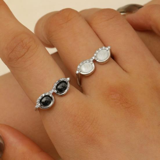 Парное кольцо на палец Мини очки Регулируемое кольцо Искрящееся кольцо на кончик пальца с инкрустацией стразами Аксессуар для пальца