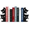Подставки для книг в виде кошек с игривыми заглядывающими дизайнами, Черные железные держатели для книг с Т-образной структурой и нескользящей подкладкой для полок и столов